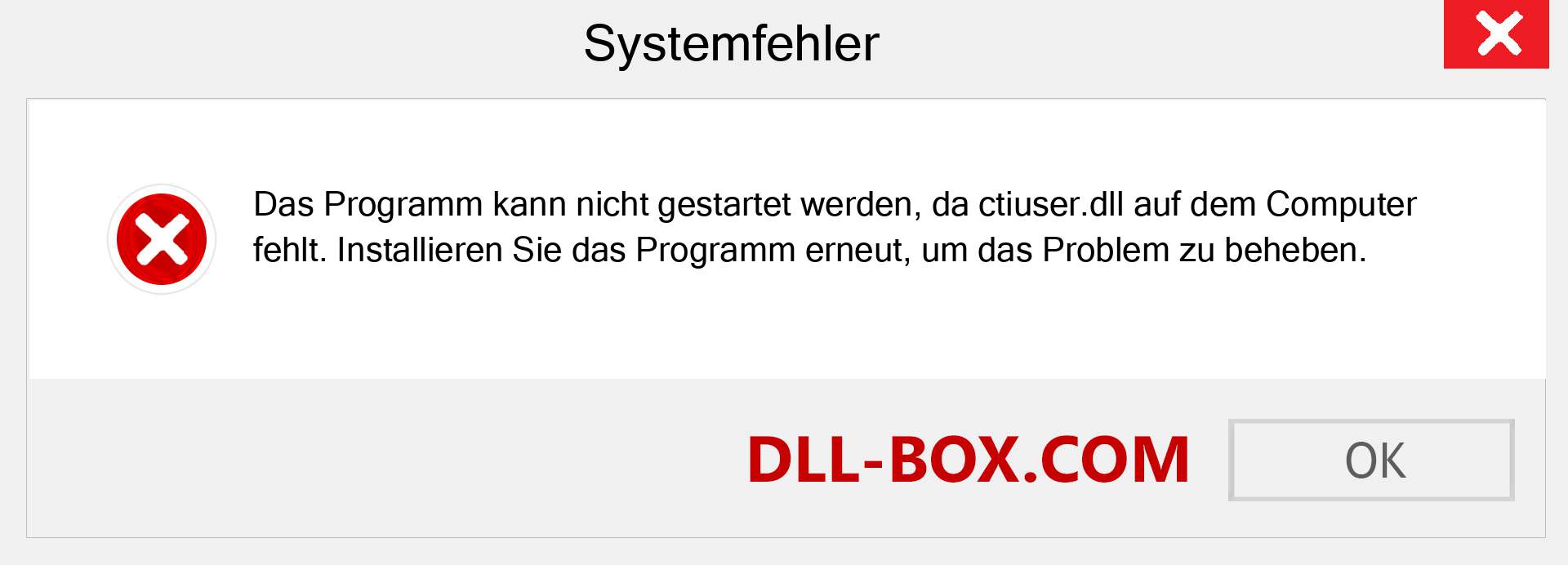 ctiuser.dll-Datei fehlt?. Download für Windows 7, 8, 10 - Fix ctiuser dll Missing Error unter Windows, Fotos, Bildern